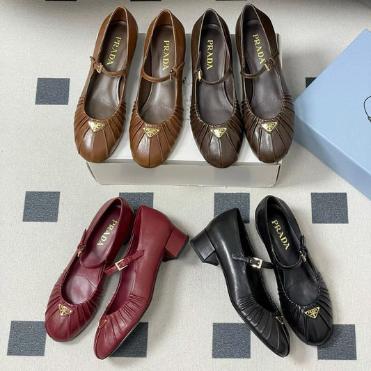 Prada 2026 Heel Ballet Shoe 40mm Sheepskin 715598