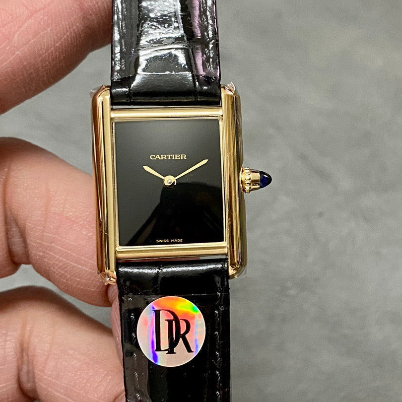 Cartier Tank Louis Black Lacquer Dial Yellow Gold
