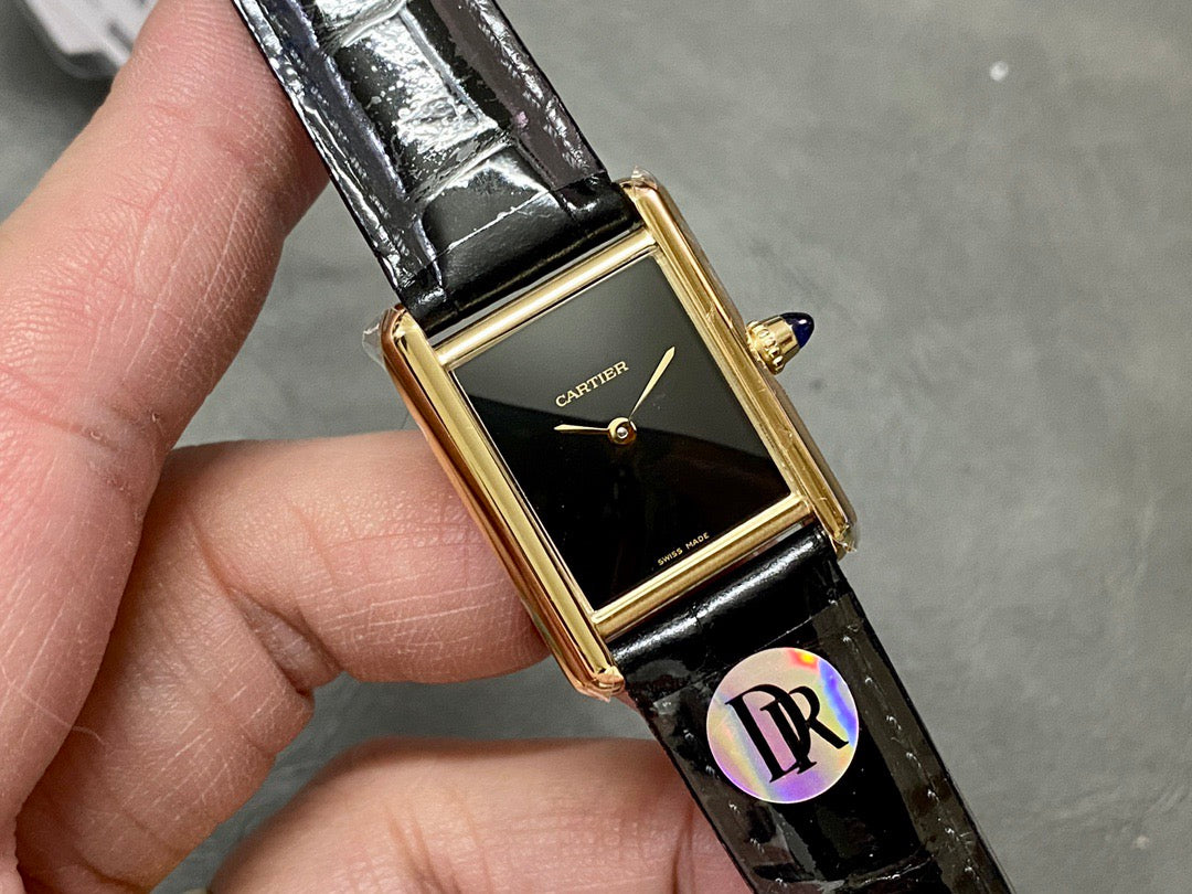 Cartier Tank Louis Black Lacquer Dial Yellow Gold