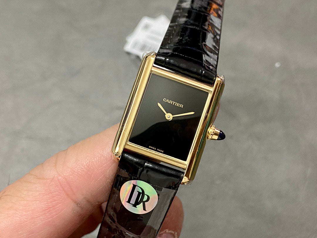 Cartier Tank Louis Black Lacquer Dial Yellow Gold