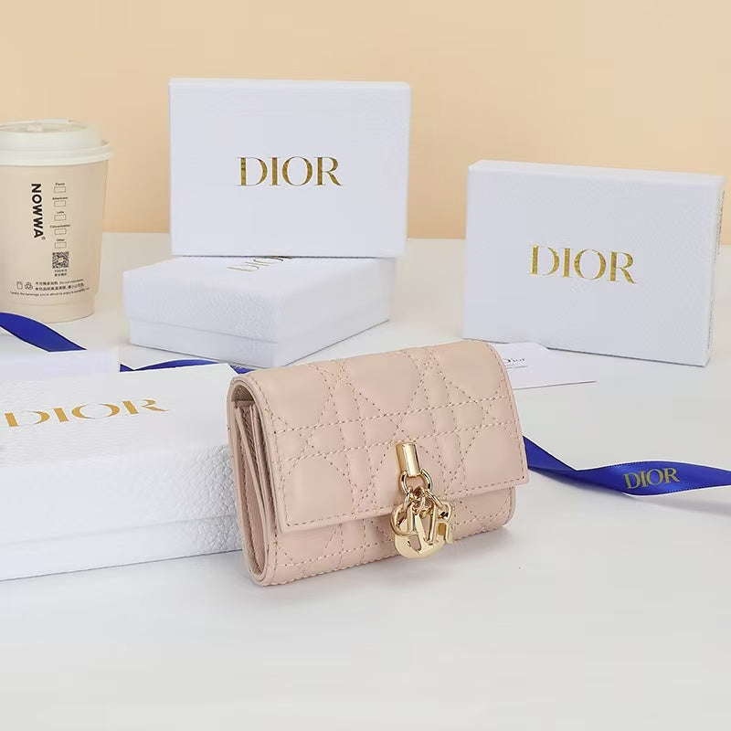 Dior 2026 My Dior Glycine Wallet 11cm Pink Cannage Lambskin