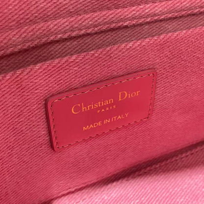Dior 2026 Lady D-Joy Bag 26cm Pink with Pink Logo Denim Leather
