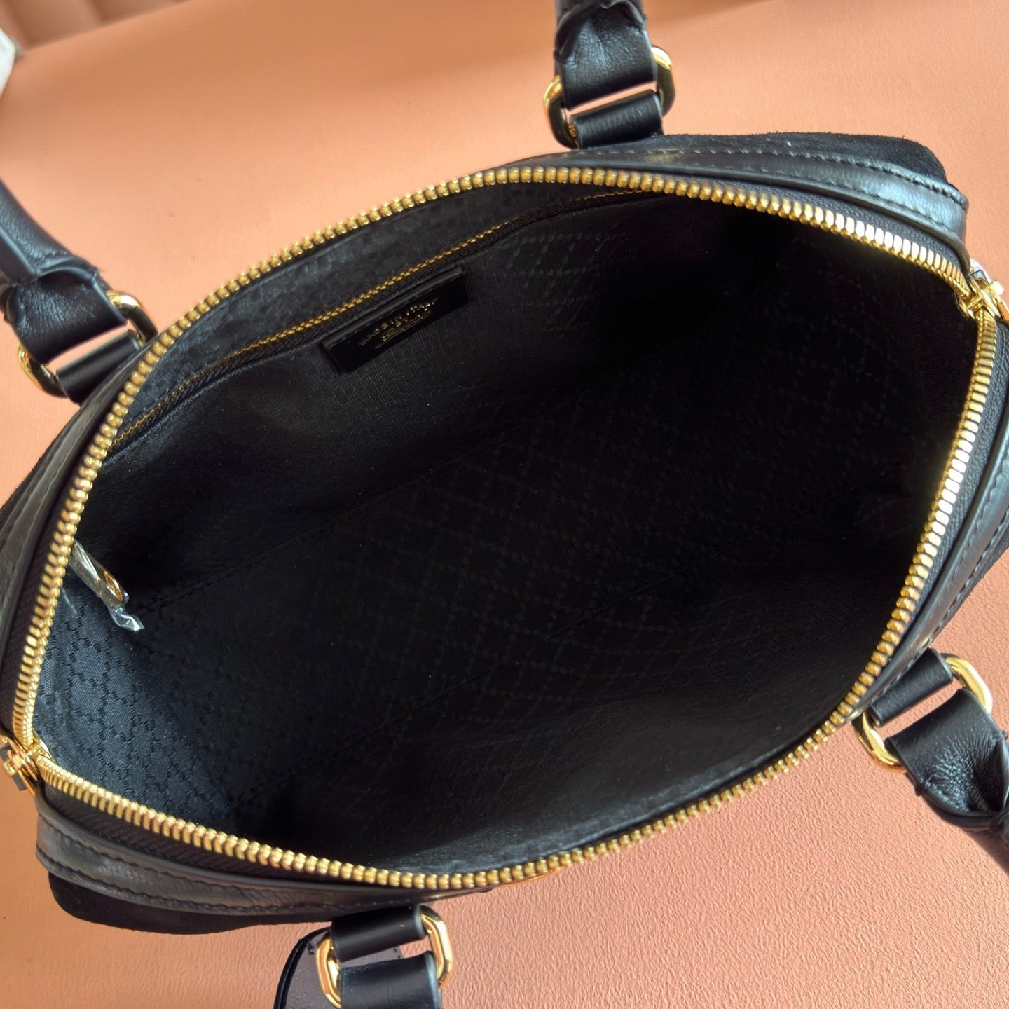Gucci 2026 Ophidia Boston Bag 28cm Black Suede Leather