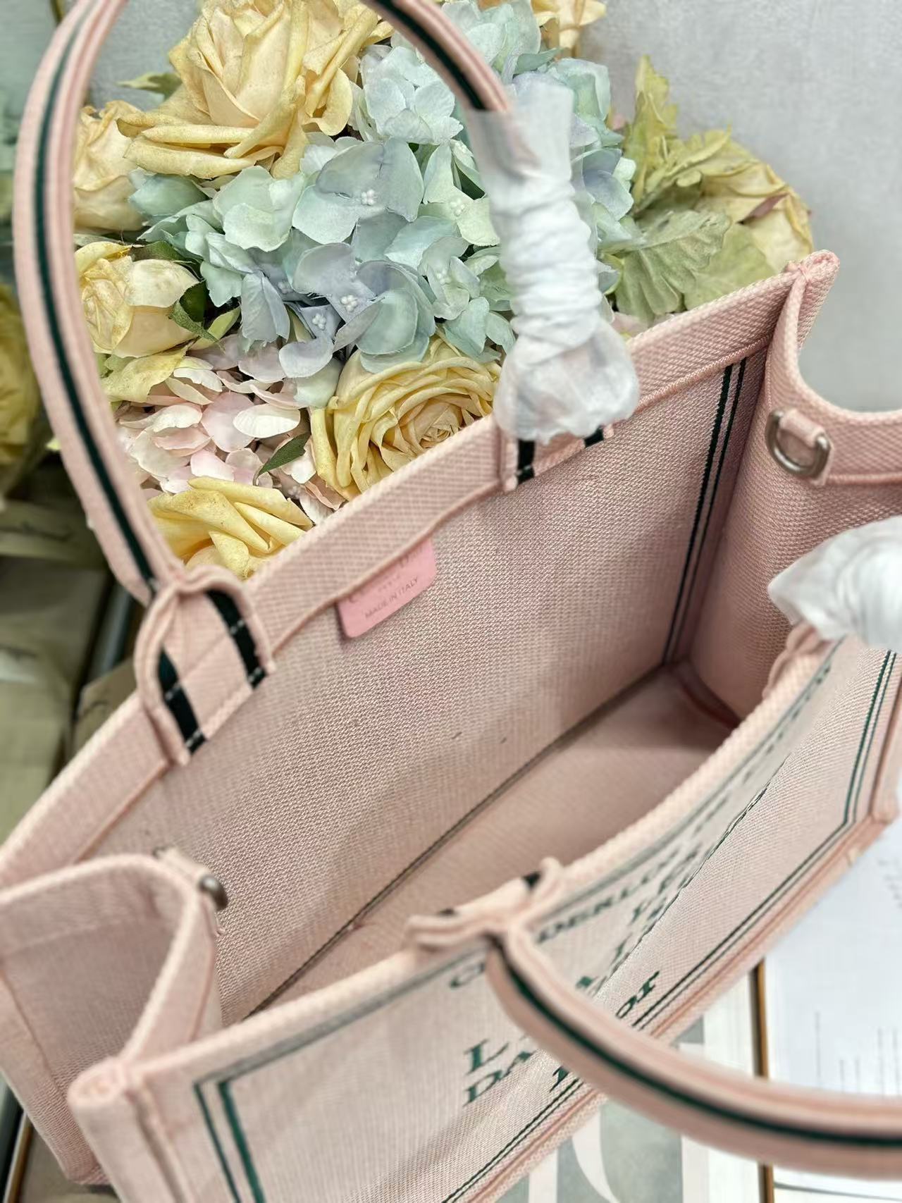 Dior 2026 Book Tote Bag 36cm Embroidered "Les Liaisons Dangereuses" Pink Canvas