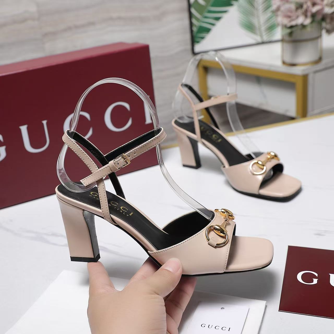 Gucci Signora Sandal 85mm Nude Sheepskin
