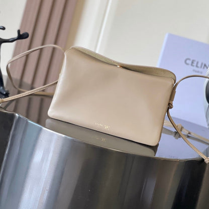 Celine 2026 Trio Flap Bag 22cm Beige Smooth Lambskin