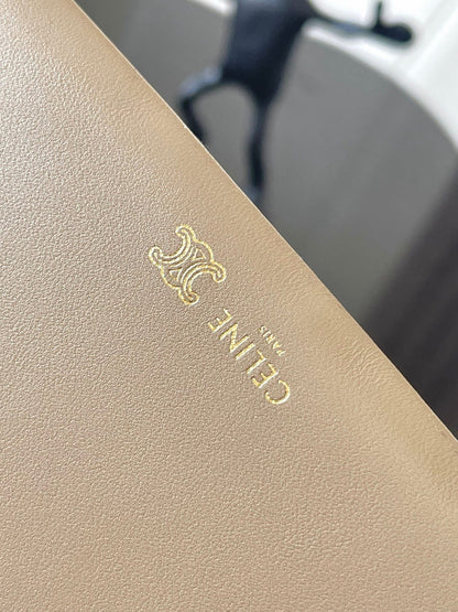 Celine 2026 Trio Flap Bag 22cm Beige Smooth Lambskin
