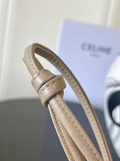 Celine 2026 Trio Flap Bag 22cm Beige Smooth Lambskin