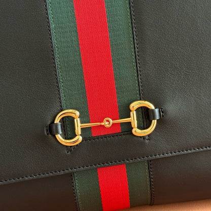 Gucci 2026 Paparazzo Shoulder Bag 37cm Black Red Green Leather Canvas