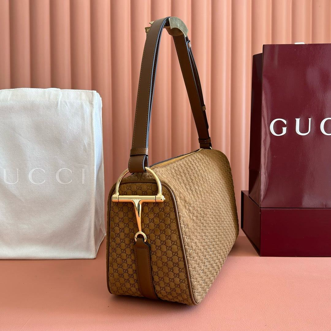 Gucci 2026 Half Horsebit 38cm Caramel Brown Suede