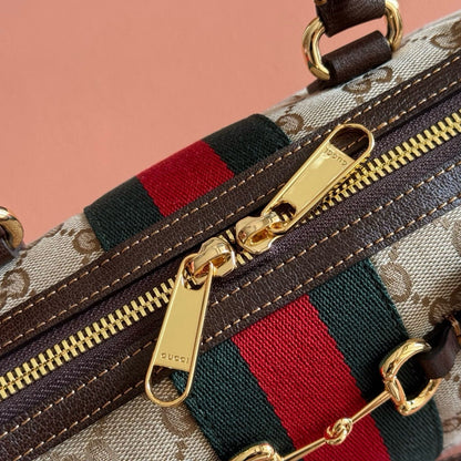 Gucci 2026 Borsetto Boston Bag Beige Brown Canvas Leather