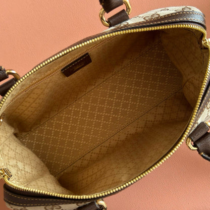 Gucci 2026 Borsetto Boston Bag Beige Brown Canvas Leather