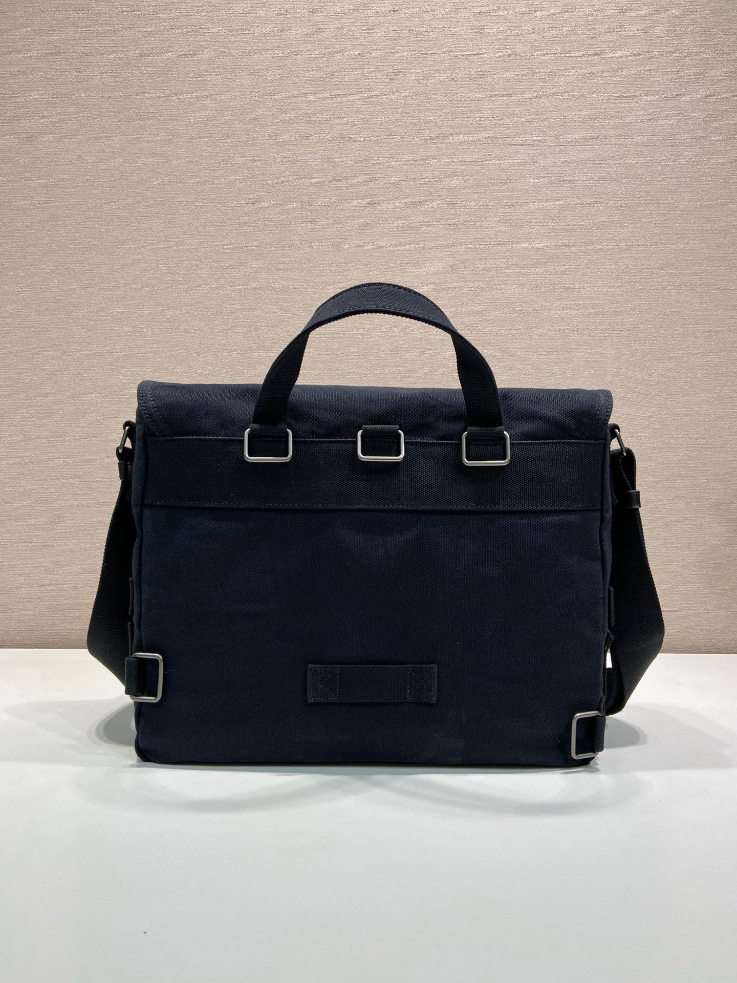 Prada 2026 Messenger Bag 34cm Navy Blue Canvas