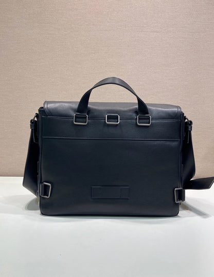 Prada 2026 Messenger Bag 34cm Black Leather