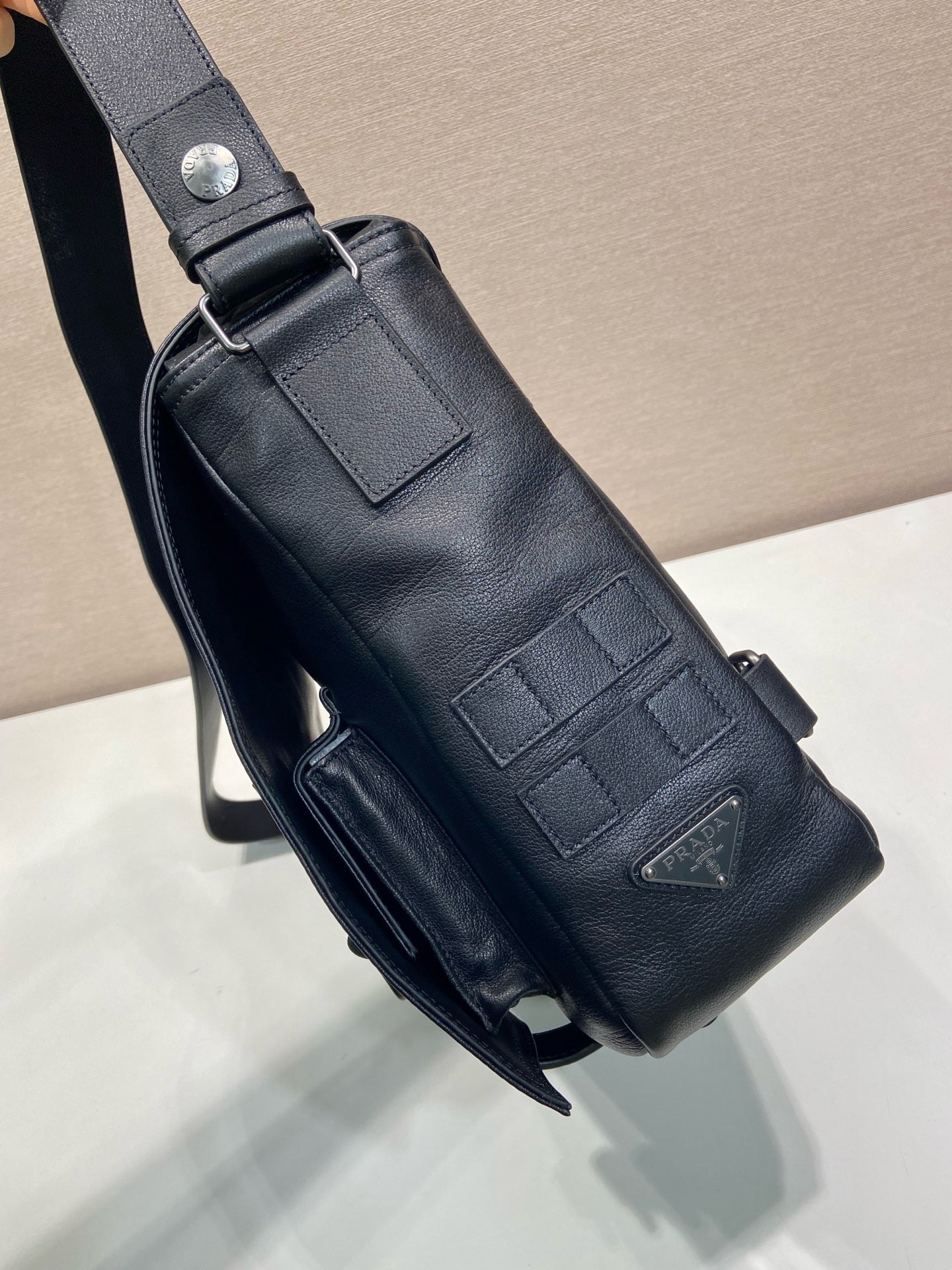 Prada 2026 Messenger Bag 34cm Black Leather