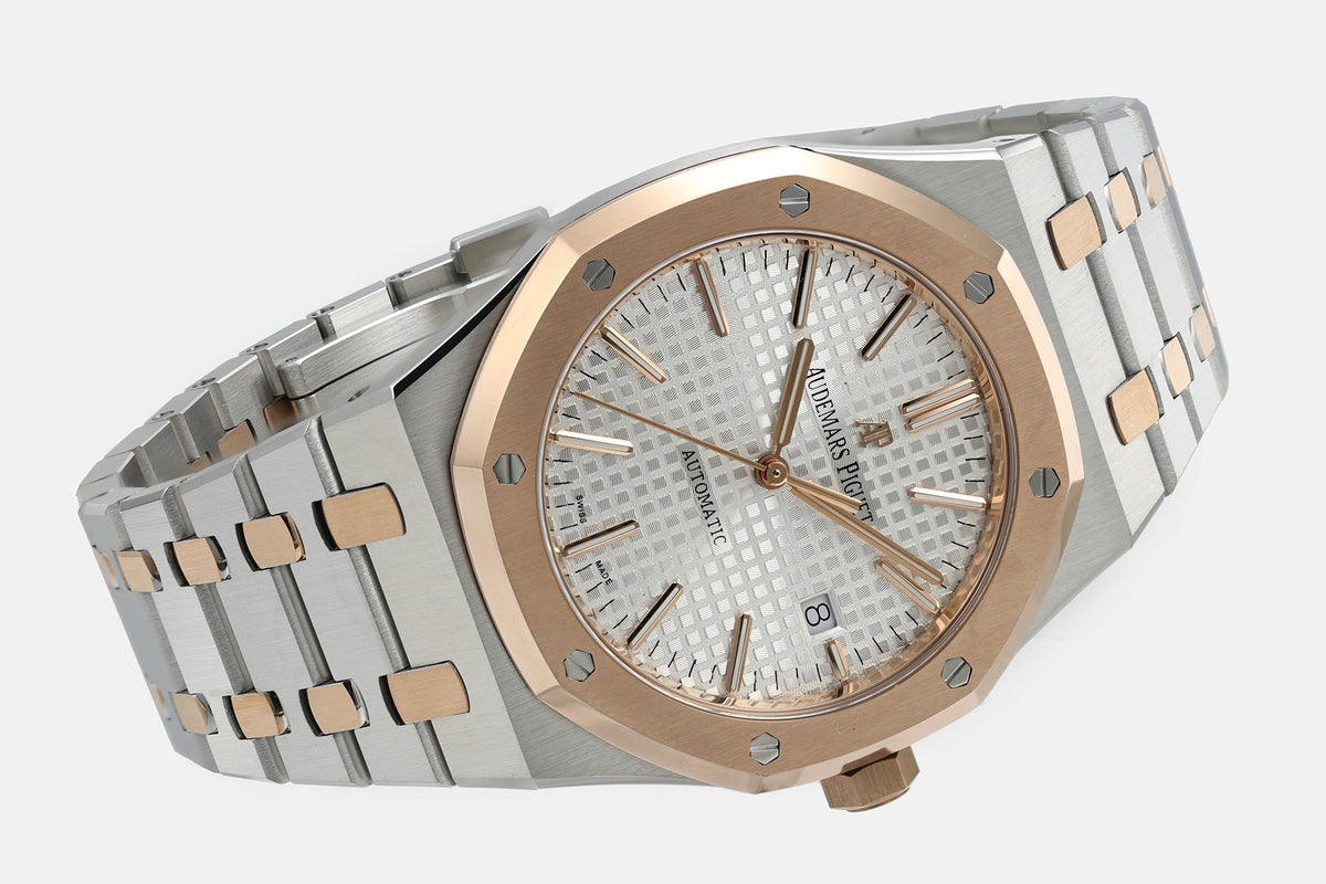 AP Royal Oak Automatic Two Tone Rose Gold Steel White Dial