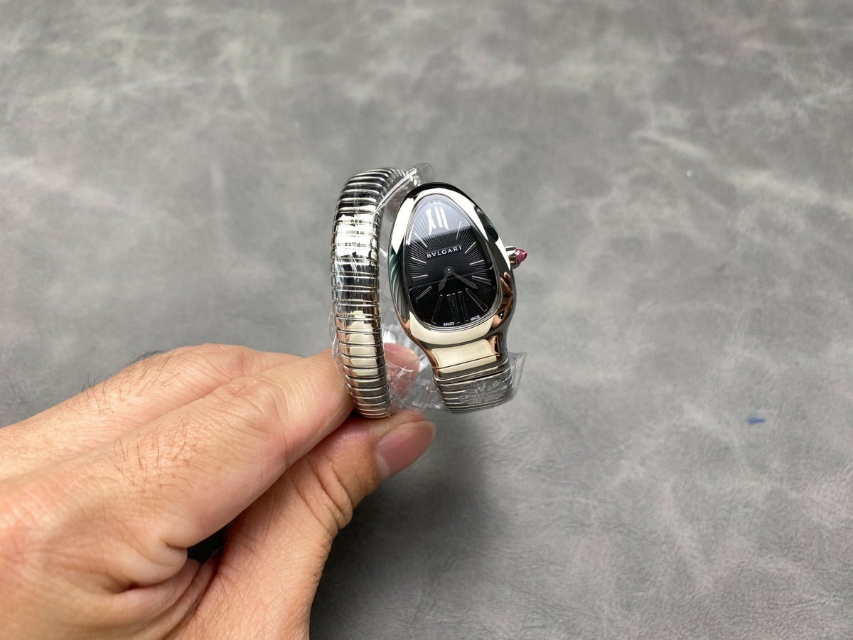 Bulgari Serpenti Tubogas Sliver With Black Dial