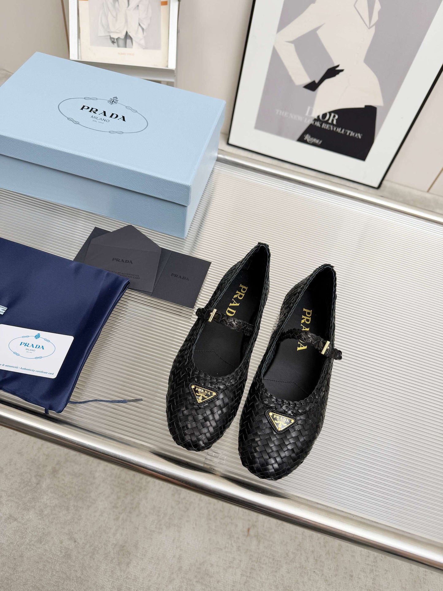 Prada 2026 Ballet Flat Woven Leather 715524