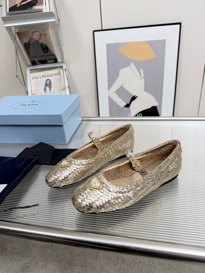Prada 2026 Ballet Flat Woven Leather 715524