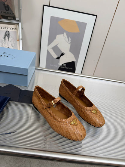 Prada 2026 Ballet Flat Woven Leather 715524