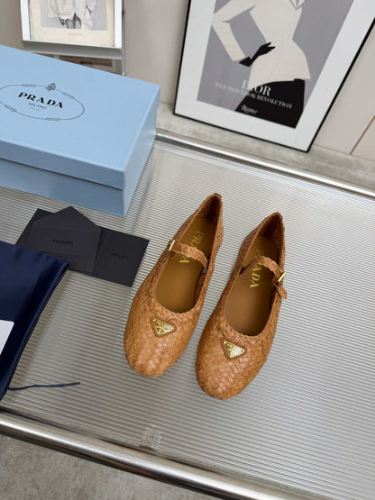Prada 2026 Ballet Flat Woven Leather 715524