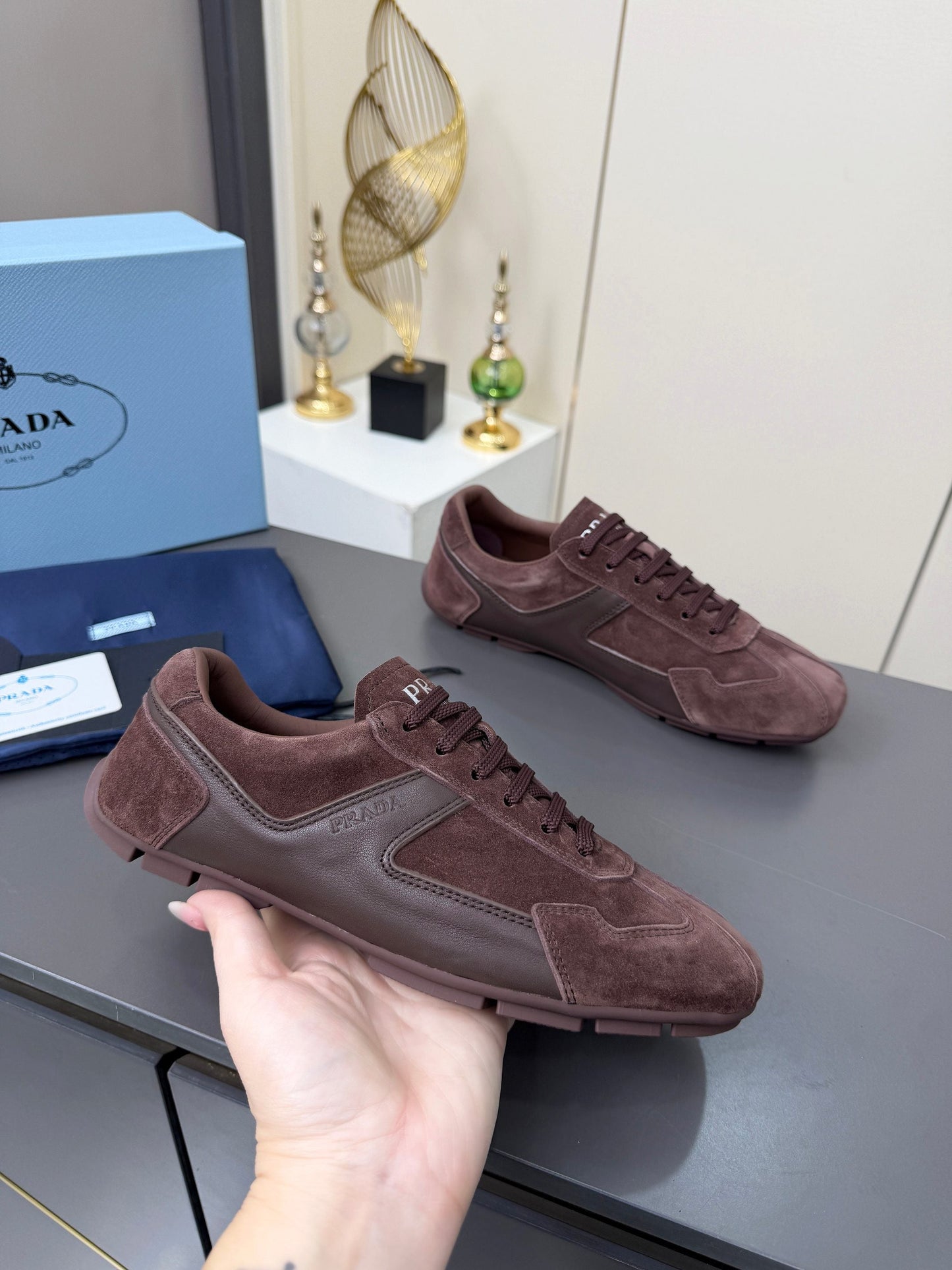 Prada 2026 Casual Sneakers Sheepskin Suede 732935
