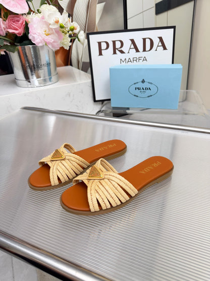 Prada 2026 Crochet Slide Raffia Leather 715974