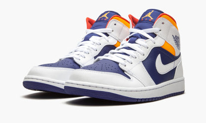 Air Jordan 1 Mid Royal Blue / Laser Orange Sneakers - Head-Turner