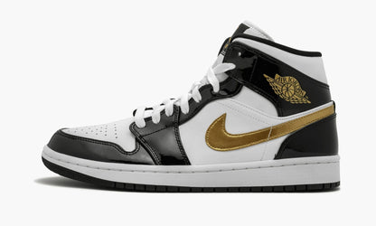 Air Jordan 1 Mid SE “Black Gold Patent Leather” Sneakers - Head-Turner