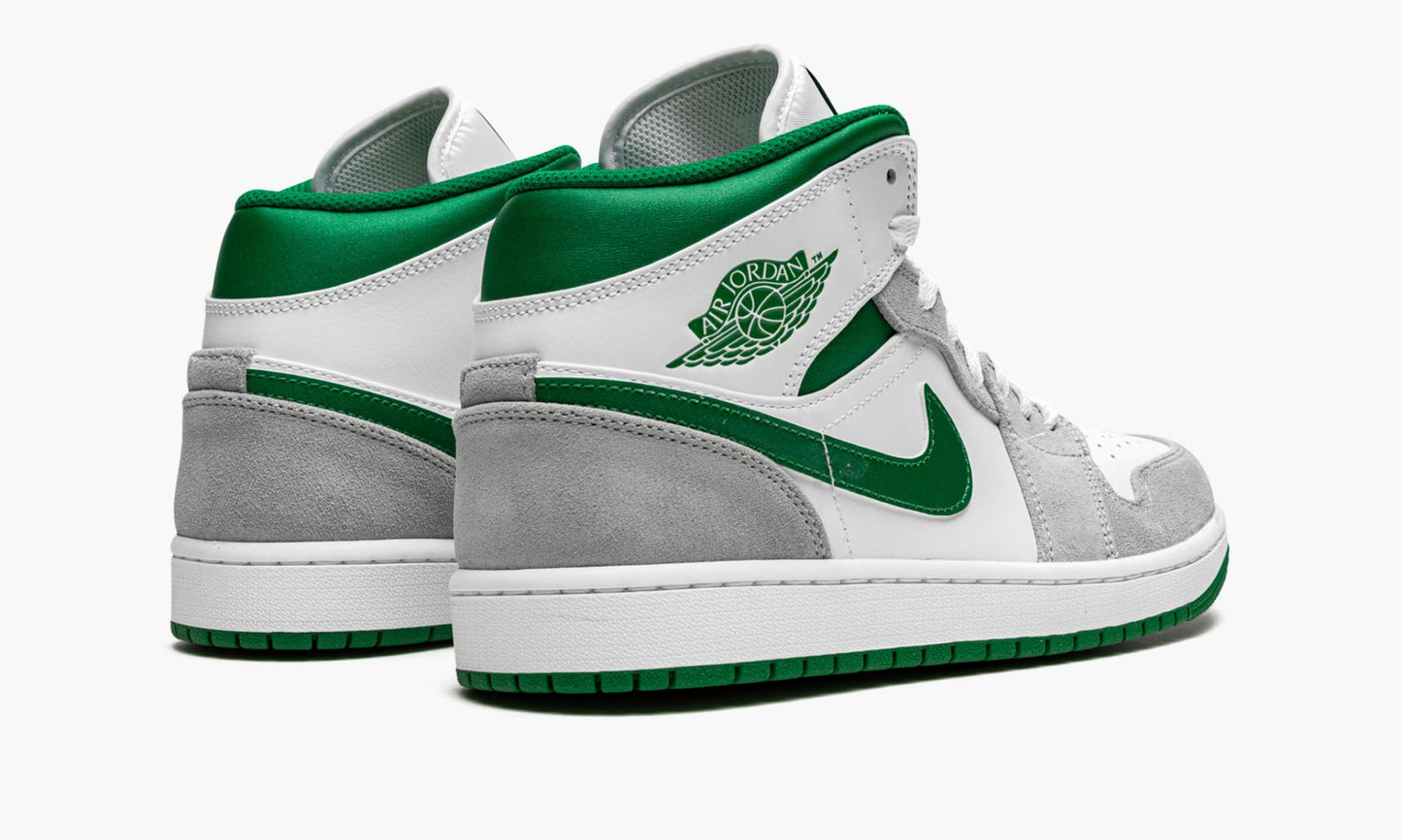 Air Jordan 1 MID SE Grey / Pine Green / White Sneakers - Hall of Fame