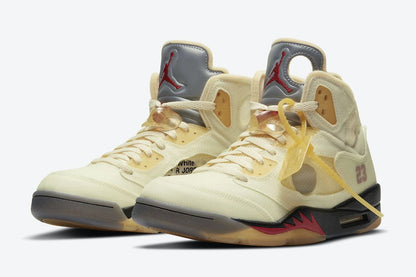 Air Jordan 5 Retro Off-White Sail Sneakers - Collaboration Release