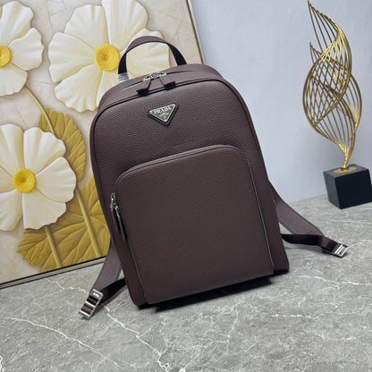 Prada 2026 Backpack Brown Black Saffiano Leather 345785