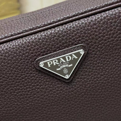 Prada 2026 Shoulder Bag 25cm Black Brown Grained Leather
