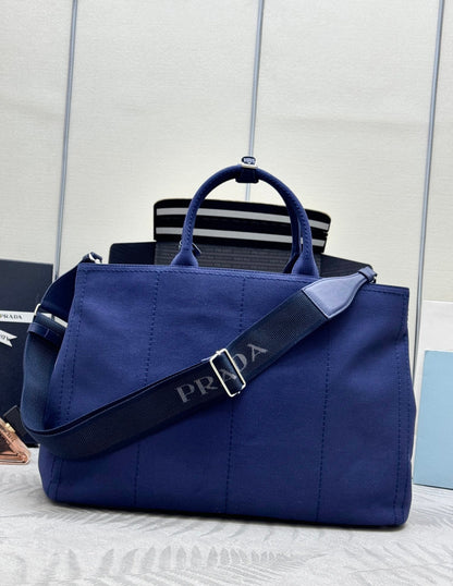 Prada 2026 Jardinière Tote Bag 43cm Cotton Canvas