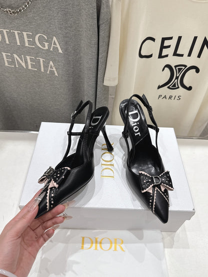 Dior 2026 Bow High-Heeled Slingback Sheepskin 713143