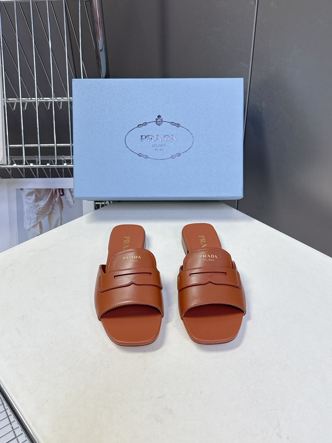 Prada 2026 Square Toe Slide Leather 717526