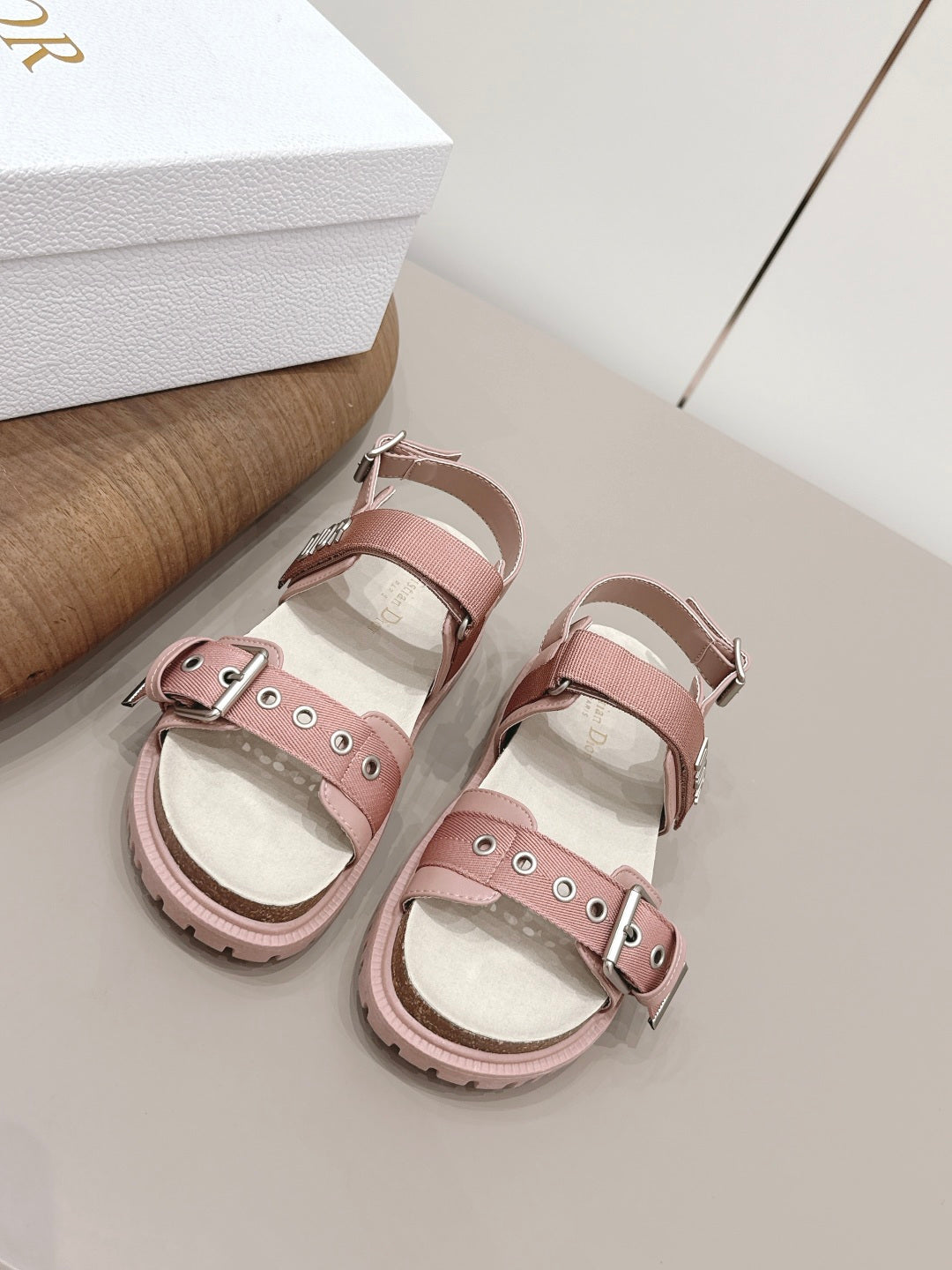 CD 26A Platform Sandal Two Tone Canvas Cowhide Silver Buckle