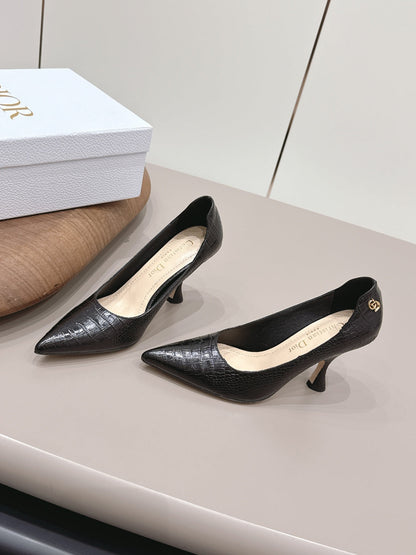 CD 26A Pump 95 Embossed Crocodile Leather