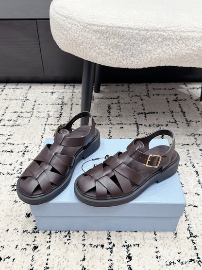 Prada 2026 Fisherman Sandals Retro Cowhide Leather 769834