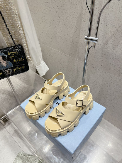Prada 2026 Monolith Rubber Sandals 55mm Enameled Triangle Logo 762965