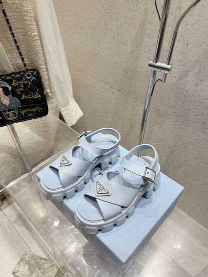 Prada 2026 Monolith Rubber Sandals 55mm Enameled Triangle Logo 762965