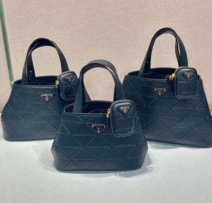 Prada 2026 Quilted Symbole Tote Bag Black Calfskin