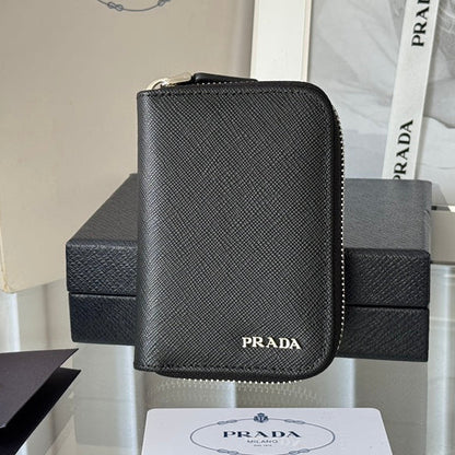 Prada 2026 Cardholder Zipper Bag 10cm Calfskin
