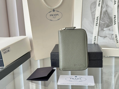 Prada 2026 Cardholder Zipper Bag 10cm Calfskin