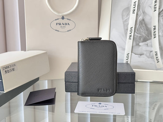 Prada 2026 Cardholder Zipper Bag 10cm Calfskin