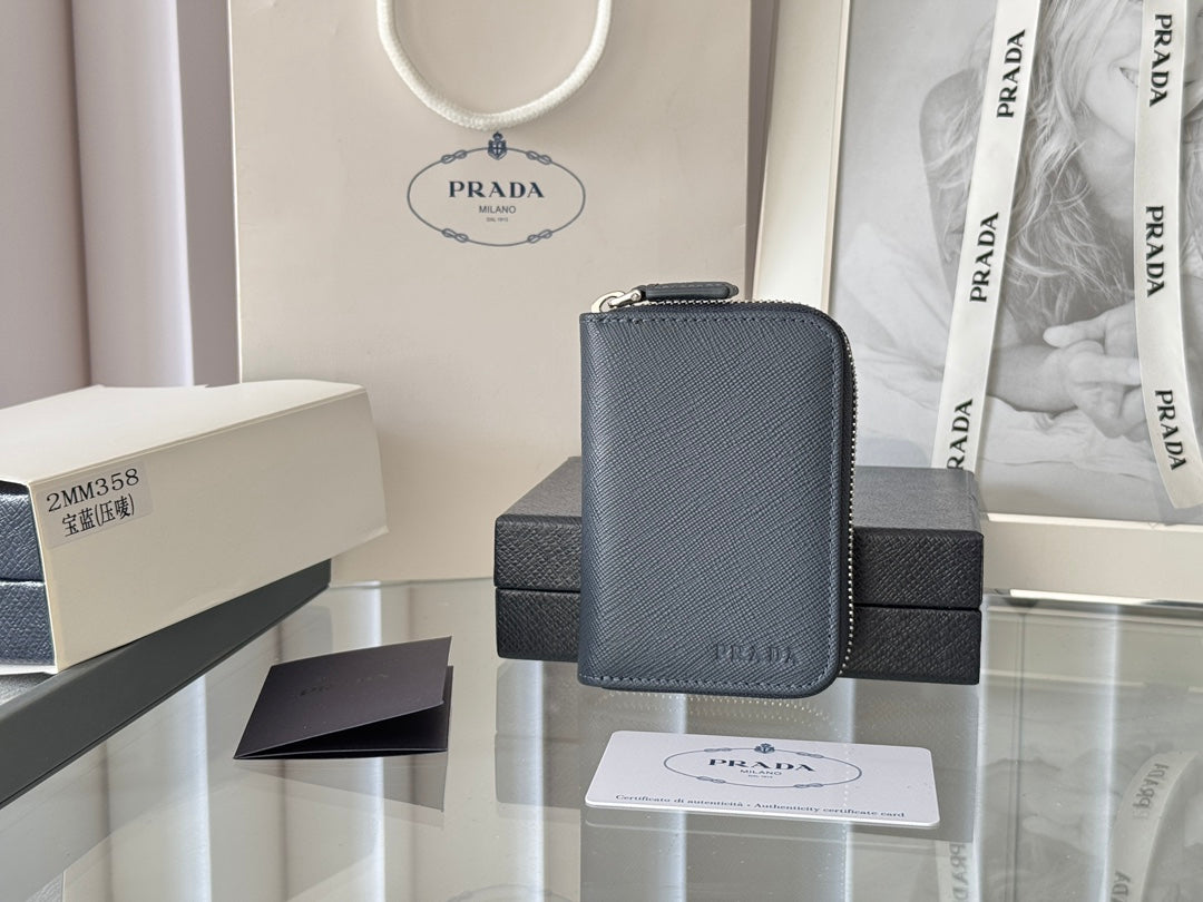 Prada 2026 Cardholder Zipper Bag 10cm Calfskin