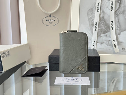 Prada 2026 Cardholder Zipper Bag 10cm Calfskin