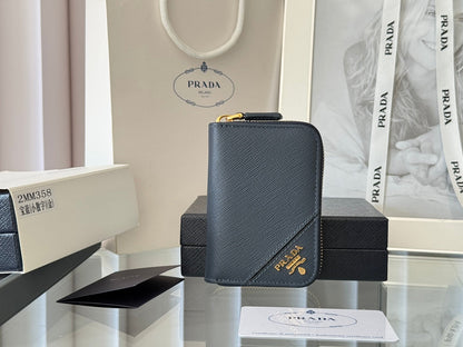 Prada 2026 Cardholder Zipper Bag 10cm Calfskin