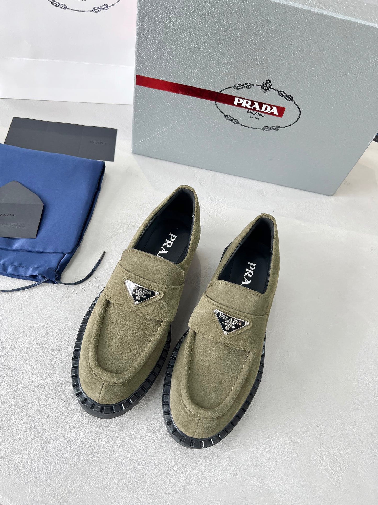Prada 2026 Loafer Multicolor Suede Sheepskin 715985