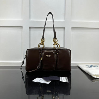 Prada 2026 Dangle Medium Shoulder Bag 30cm Patent Calfskin